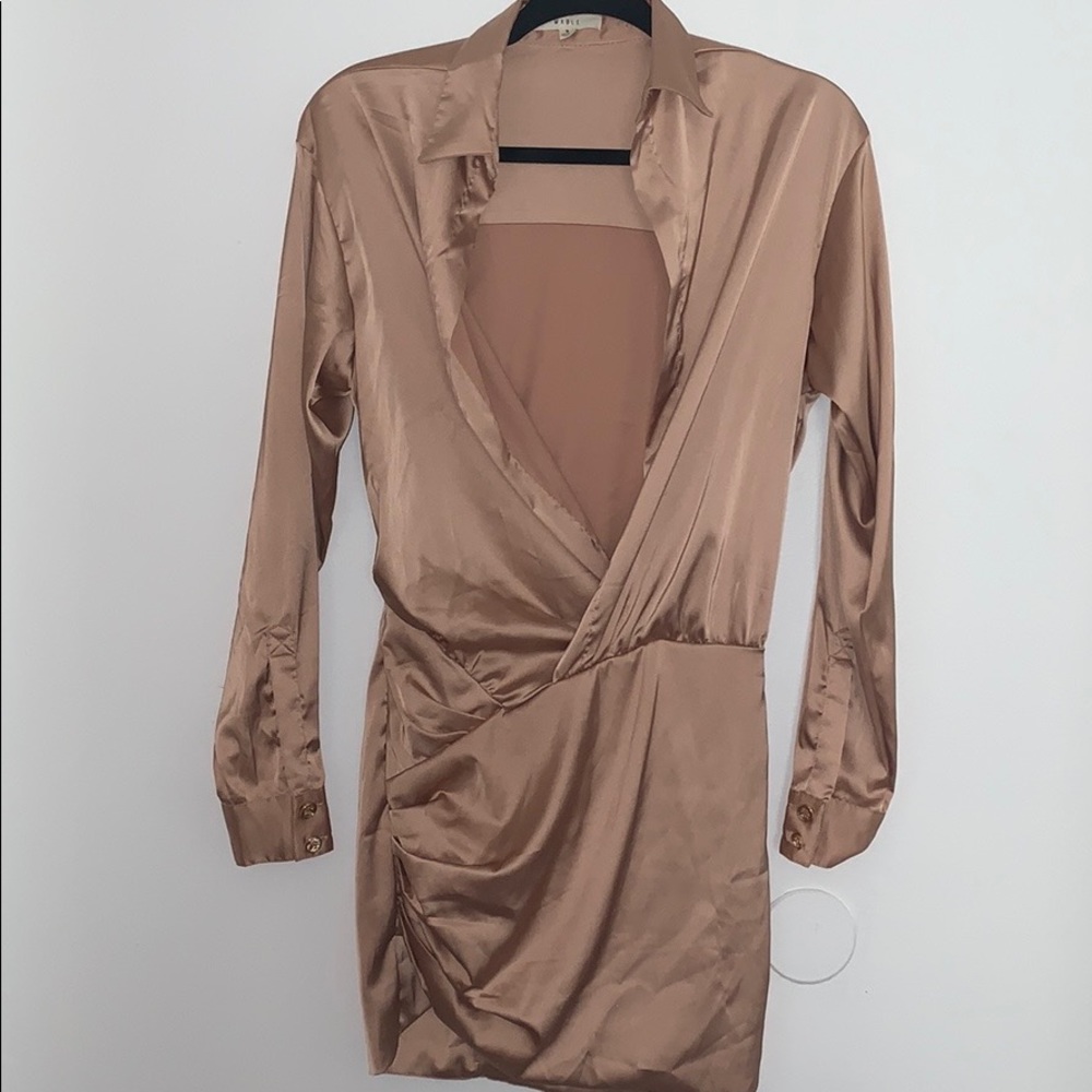 Mable satin long sleeve dress